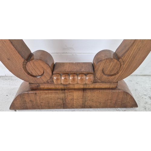 295 - CONSOLE TABLES, a pair, Art Deco walnut, 73cm H x 84cm x 32cm. (2)