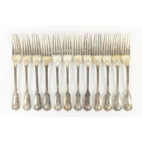 3 - MAPPIN BROS SILVER FLATWARE, London, 1893, comprising 10 large spoons and 10 large forks, 12 spoons,... 