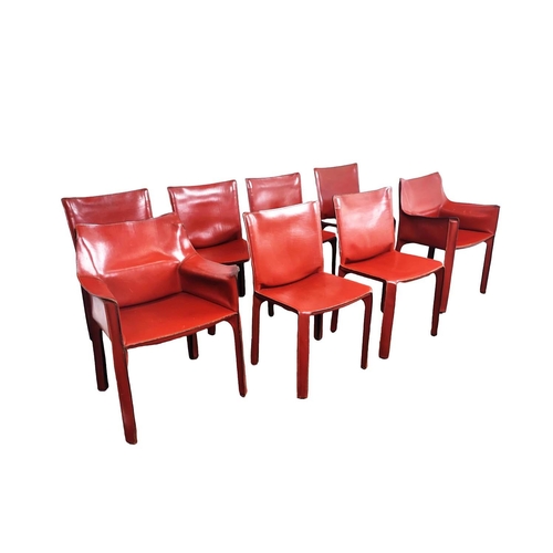 305 - CASSINA CAB 412 DINING CHAIRS, a set of eight, by Mario Bellini, in stitched red leather, 82cm H x 4... 