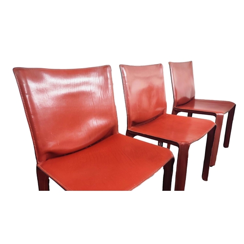 305 - CASSINA CAB 412 DINING CHAIRS, a set of eight, by Mario Bellini, in stitched red leather, 82cm H x 4... 