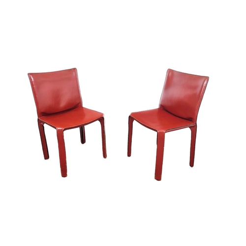 305 - CASSINA CAB 412 DINING CHAIRS, a set of eight, by Mario Bellini, in stitched red leather, 82cm H x 4... 