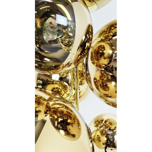 309 - TOM DIXON MIRROR BALL STAND CHANDELIER, gold, 180cm H approx.