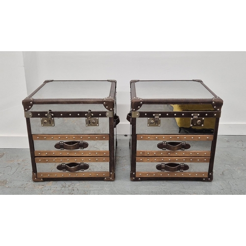 320 - ANDREW MARTIN TRUNKS, a pair, 59cm x 58.5cm x 60cm approx. (2)