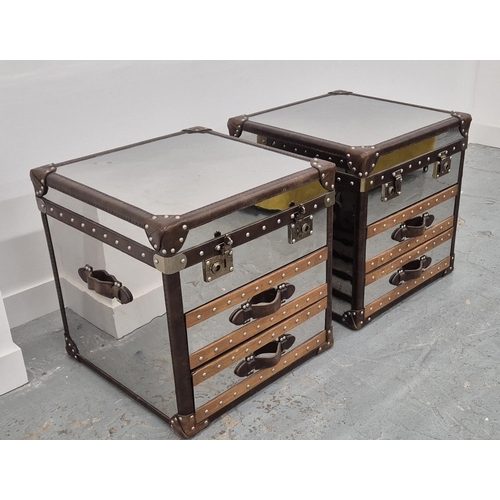 320 - ANDREW MARTIN TRUNKS, a pair, 59cm x 58.5cm x 60cm approx. (2)