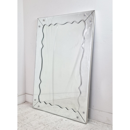 325 - JULIAN CHICHESTER LEON MIRROR, eglomise and plain plates, 81cm x 120cm.