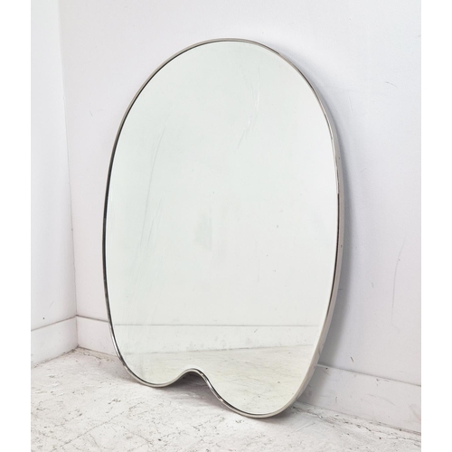 326 - JULIAN CHICHESTER RIVA MIRROR, shaped polished nickel frame, 105cm H x 85cm.