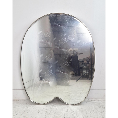 326 - JULIAN CHICHESTER RIVA MIRROR, shaped polished nickel frame, 105cm H x 85cm.