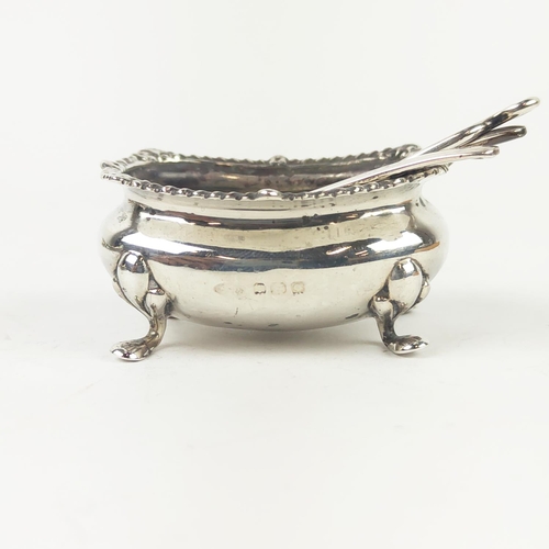 32A - SILVER SALVAR, by Atkins Brothers, Sheffield 1931, 335g approx, together with a silver cruet set, no... 