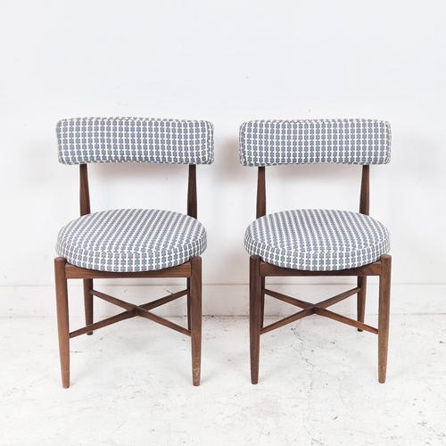 358 - G PLAN FRESCO CHAIRS, a pair, by Victor Bramwell Wilkins, mid 20th century teak in Schumacher fabric... 