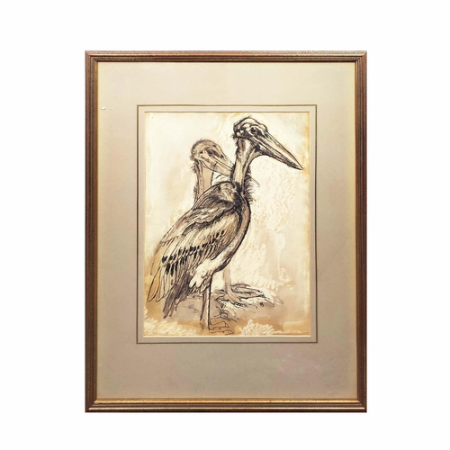 36 - SIR FRANK WILLIAM BRANGWYN RA RWS RBA (1876-1956), STUDY OF TWO STORKS, charcoal and chalk on paper,... 