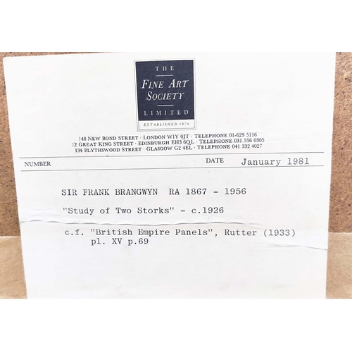 36 - SIR FRANK WILLIAM BRANGWYN RA RWS RBA (1876-1956), STUDY OF TWO STORKS, charcoal and chalk on paper,... 