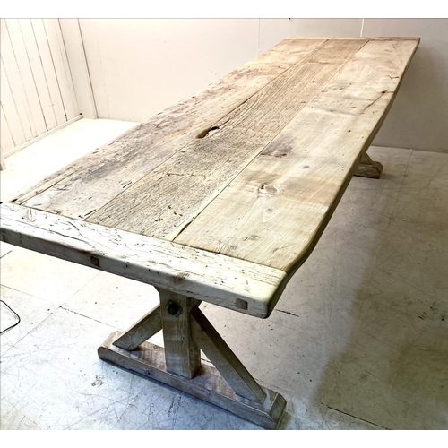 386 - REFECTORY TABLE, tulipwood with cleated top, 76cm H x 282cm L x 84cm W.