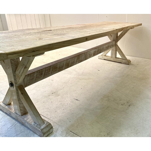 386 - REFECTORY TABLE, tulipwood with cleated top, 76cm H x 282cm L x 84cm W.