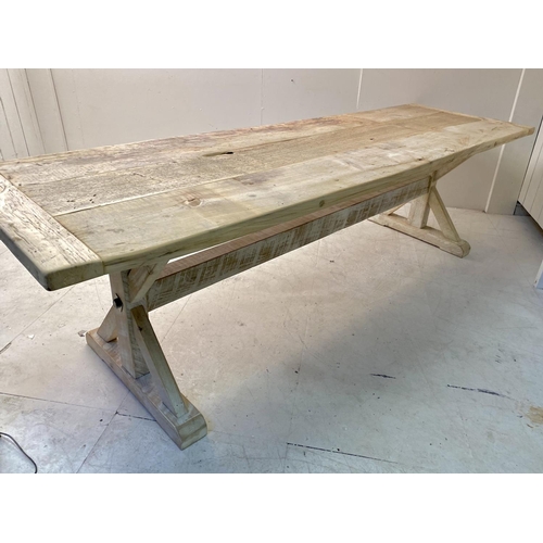 386 - REFECTORY TABLE, tulipwood with cleated top, 76cm H x 282cm L x 84cm W.