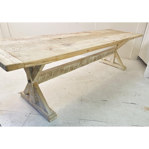 386 - REFECTORY TABLE, tulipwood with cleated top, 76cm H x 282cm L x 84cm W.