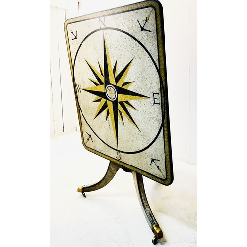 389 - TILT TOP TABLE, 19th century, with later painted nautical compass decoration, 74cm H x 104cm W x 85c... 