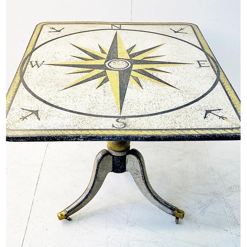 389 - TILT TOP TABLE, 19th century, with later painted nautical compass decoration, 74cm H x 104cm W x 85c... 