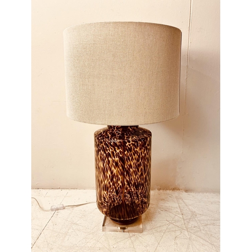 393 - TABLE LAMP, Murano style faux tortoiseshell glass, with shade.