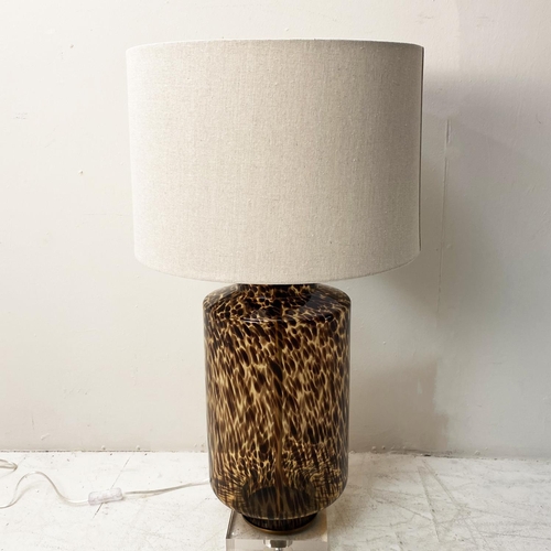 393 - TABLE LAMP, Murano style faux tortoiseshell glass, with shade.