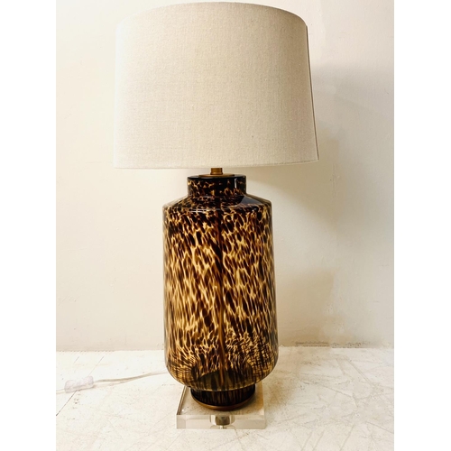 393 - TABLE LAMP, Murano style faux tortoiseshell glass, with shade.