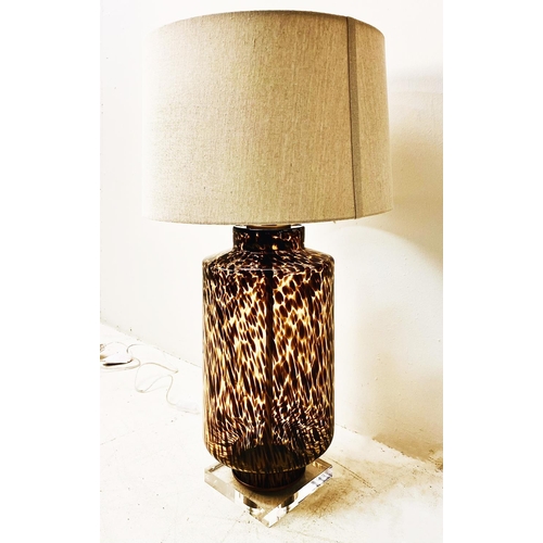 393 - TABLE LAMP, Murano style faux tortoiseshell glass, with shade.