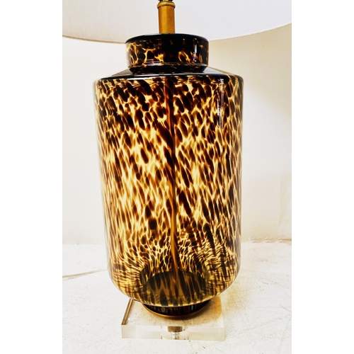 393 - TABLE LAMP, Murano style faux tortoiseshell glass, with shade.