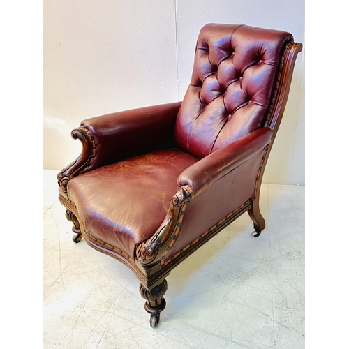 397 - LIBRARY ARMCHAIR, Victorian with leather upholstery, 100cm H.