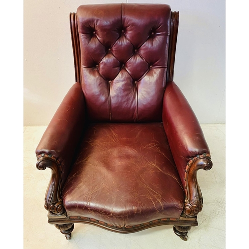 397 - LIBRARY ARMCHAIR, Victorian with leather upholstery, 100cm H.