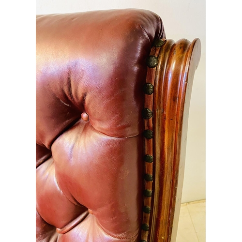 397 - LIBRARY ARMCHAIR, Victorian with leather upholstery, 100cm H.