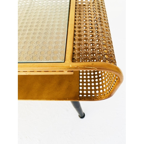 403 - LOW TABLE, 1960s style, Danish faux rattan design, metal and glass, 44cm H x 120cm W x 50cm D.