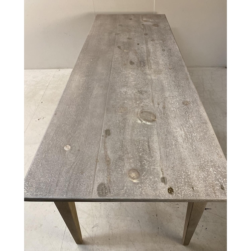 407 - FARMHOUSE TABLE, French style with crackle glazed painted finish on square tapered supports, 77cm H ... 