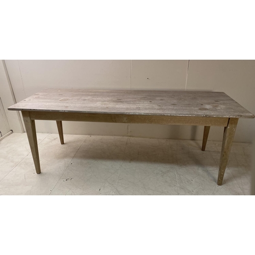 407 - FARMHOUSE TABLE, French style with crackle glazed painted finish on square tapered supports, 77cm H ... 