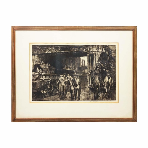 42 - SIR FRANK WILLIAM BRANGWYN RA RWS RBA (1876-1956), CANNON STREET PIER, etching, signed in pencil, Th... 