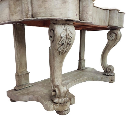 420 - DUCHESSE WASHSTAND, Victorian and later grey painted with shaped marble top and single drawer, 98cm ... 