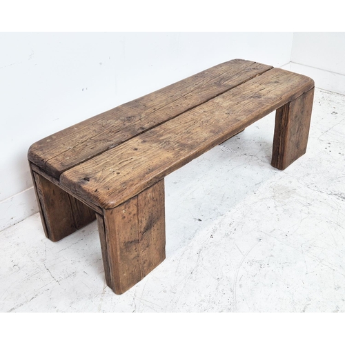 424 - LOW TABLE, antique pine of plank construction, 39cm H x 122cm x 45cm.