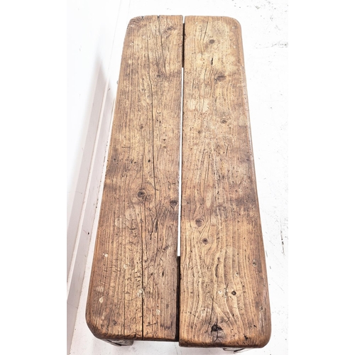 424 - LOW TABLE, antique pine of plank construction, 39cm H x 122cm x 45cm.