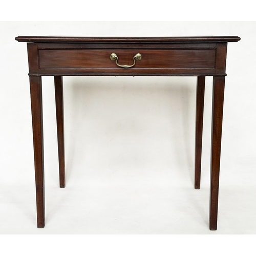 458 - WRITING TABLE, George III mahogany with full width frieze drawer and square section supports, 76cm W... 