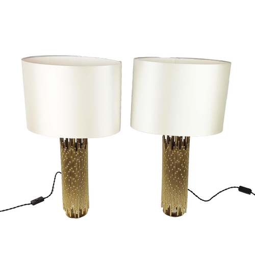 468 - CTO LIGHTING TABLE LAMP, and another similar, unsigned, gilt metal, with shades, 69cm H. (2)