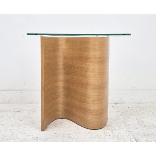 479 - TOM SCHNEIDER PULSE LAMP TABLE, oak and glass, 60cm H x 60cm x 50cm.