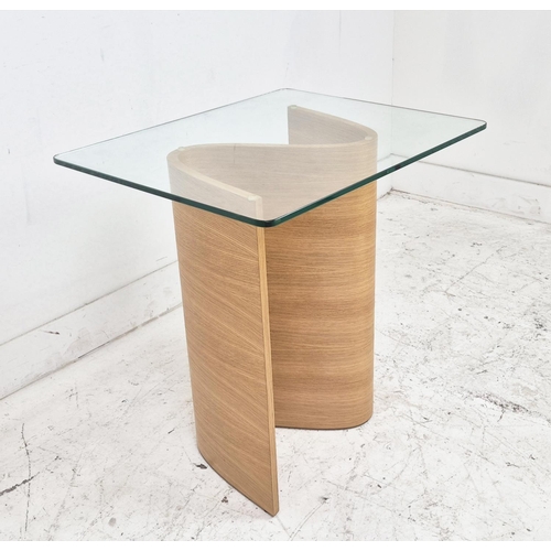 479 - TOM SCHNEIDER PULSE LAMP TABLE, oak and glass, 60cm H x 60cm x 50cm.