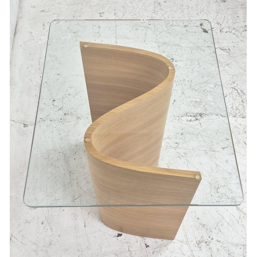 479 - TOM SCHNEIDER PULSE LAMP TABLE, oak and glass, 60cm H x 60cm x 50cm.