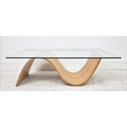 480 - TOM SCHNEIDER PULSE COFFEE TABLE, oak and glass, 37cm H x 120cm x 80cm.