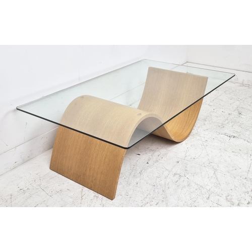 480 - TOM SCHNEIDER PULSE COFFEE TABLE, oak and glass, 37cm H x 120cm x 80cm.