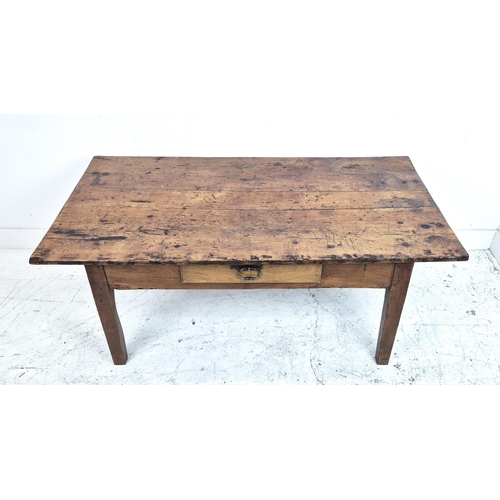 482 - LOW TABLE, 19th century French provincial cherrywood and walnut with single drawer, 58cm H x 139cm x... 