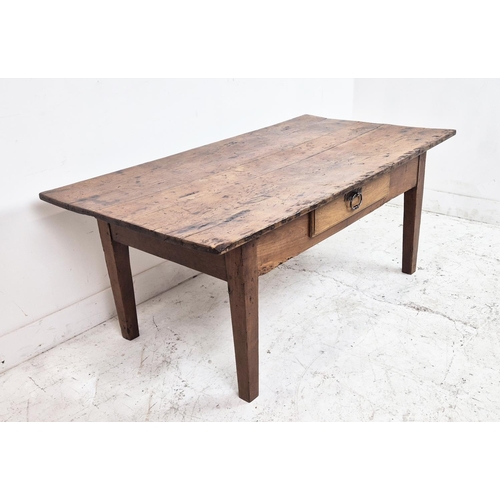 482 - LOW TABLE, 19th century French provincial cherrywood and walnut with single drawer, 58cm H x 139cm x... 