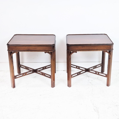 488 - LAMP TABLES, a pair, Georgian style mahogany, with canted corner tops, 54cm H x 52cm x 43cm. (2)