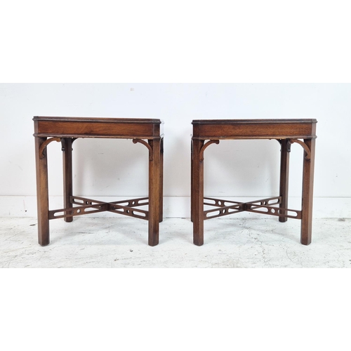 488 - LAMP TABLES, a pair, Georgian style mahogany, with canted corner tops, 54cm H x 52cm x 43cm. (2)