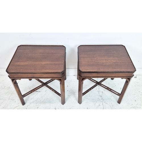 488 - LAMP TABLES, a pair, Georgian style mahogany, with canted corner tops, 54cm H x 52cm x 43cm. (2)