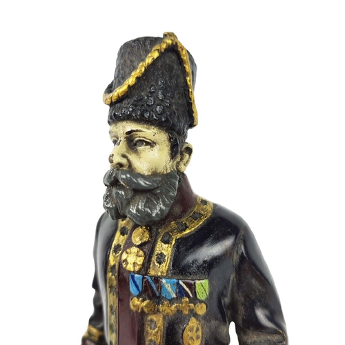 490 - Russian Cossacks, two differing, painted cast metal, 19cm H at tallest approx, (2)