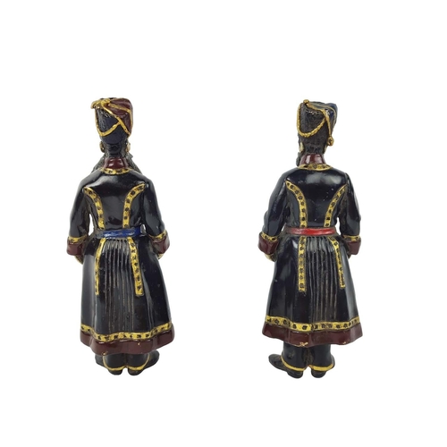 490 - Russian Cossacks, two differing, painted cast metal, 19cm H at tallest approx, (2)